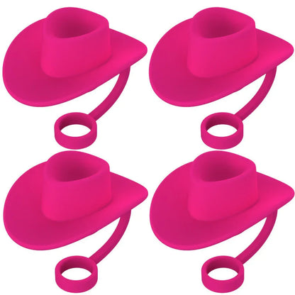 Stylish Cowboy Hat Straw Covers - Reusable drink toppers made from premium silicone for outdoor fun and fresh beverages