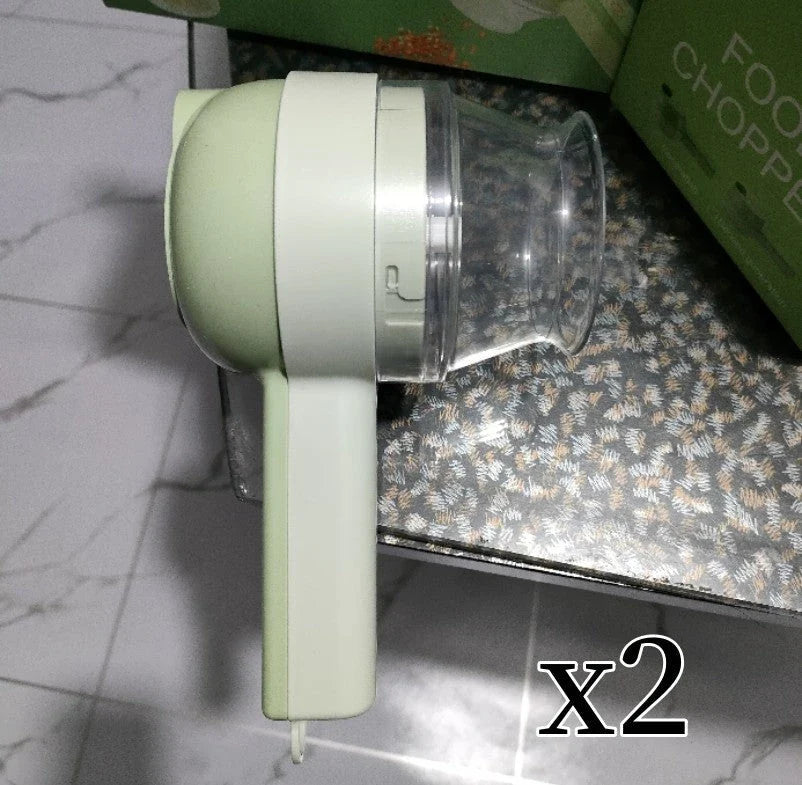 Versatile electric kitchen processor with multiple attachments for chopping, slicing, and mincing various food items