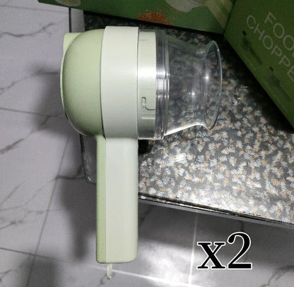 Versatile electric kitchen processor with multiple attachments for chopping, slicing, and mincing various food items