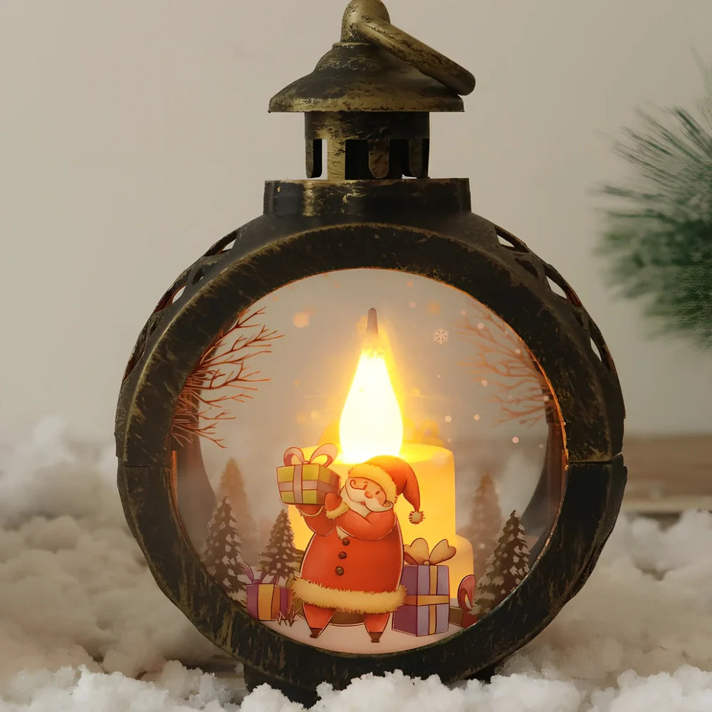 Christmas candle light decoration with retro window design measuring 15cm height