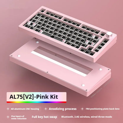 Heiji Snake aluminium mechanical keyboard DIY kit with keycaps and tools on a desk.