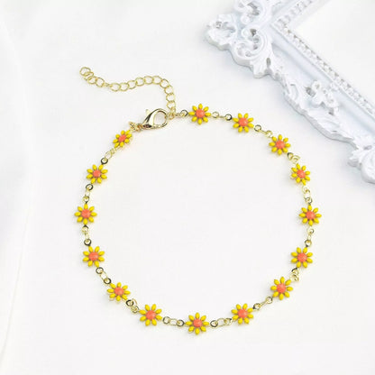 Little Daisy Anklet - Colorful floral ankle ring with adjustable fit
