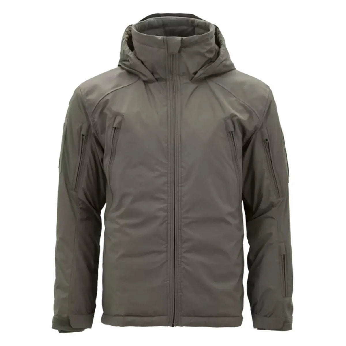 Cotton winter jacket in camouflage pattern showing medium length cut