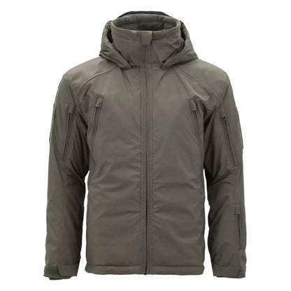 Cotton winter jacket in camouflage pattern showing medium length cut