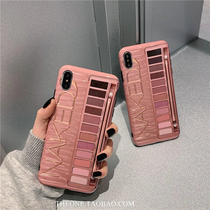 Silicone phone case with eye shadow design showing 2mm raised bezel for screen protection