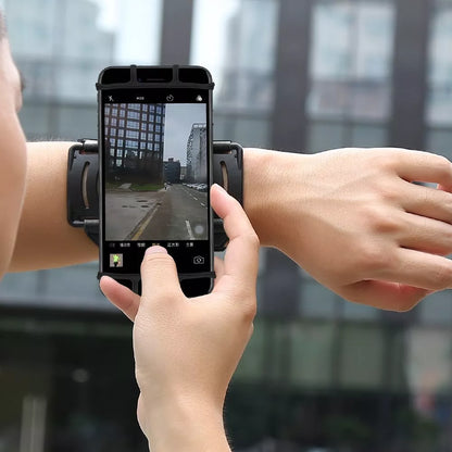 Detachable mobile phone holder with 360-degree rotation on arm