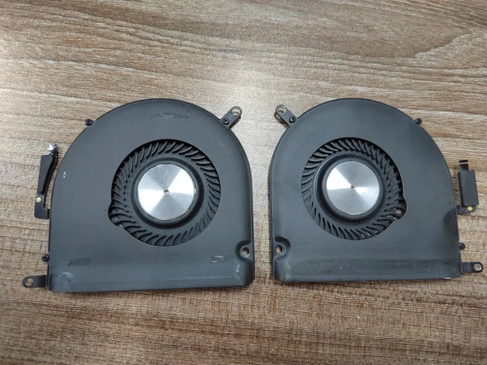 A1398 laptop cooling fan for MacBook models 12-inch to 15-inch, replacement part with plastic housing and metal blades