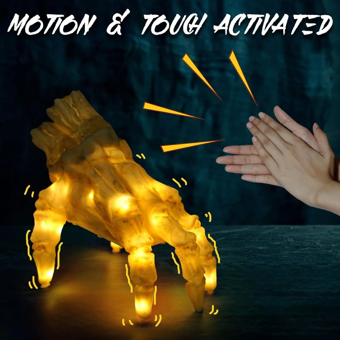 Realistic glowing zombie hand decoration with motion and sound for Halloween