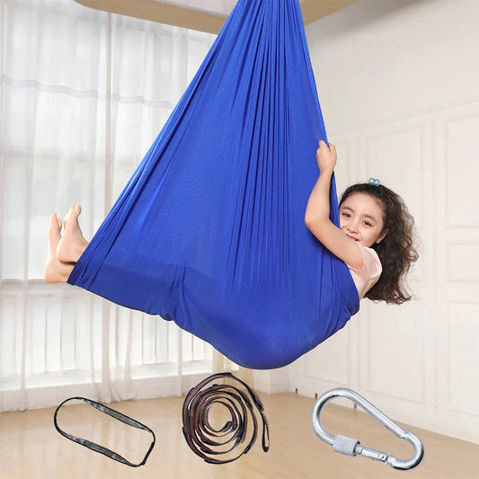 Kids' cotton hammock swing in various colors, designed for relaxation and sensory therapy