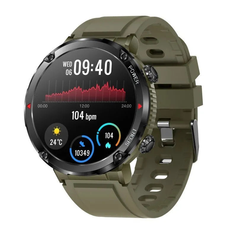 T30 Smart Watch with black silicone strap on wrist, showing IPS touchscreen displaying time and health metrics