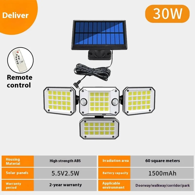 Solar garden lamp with motion sensor for outdoor pathway and entrance lighting