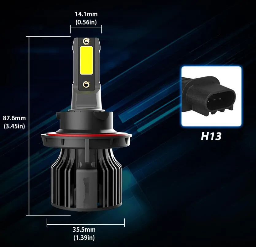 6000K white LED car headlight bulb with aluminium heatsink and adjustable chuck for H7, 9005 fittings