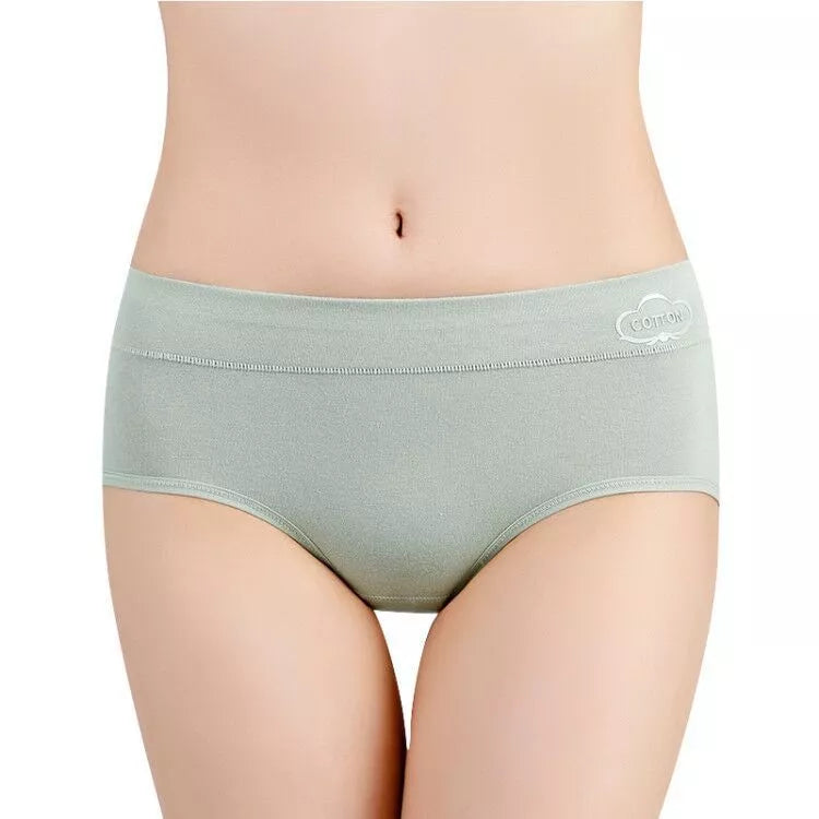Ladies mid-rise cotton graphene antibacterial panties with tummy control in a 4-color set