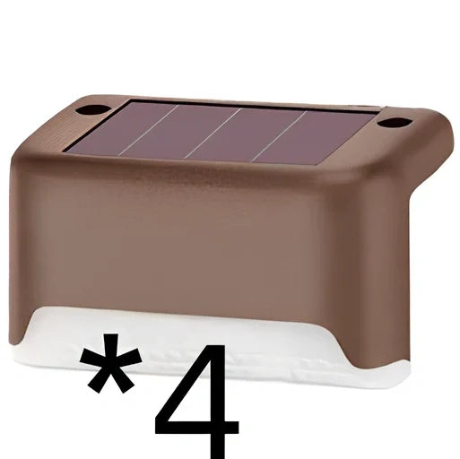 Coffee-coloured solar step light with amorphous silicon panel for outdoor staircase and garden illumination
