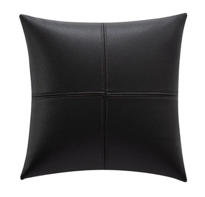 Simple solid colour soft cowhide leather pillow cover in Nordic style with PP cotton filler