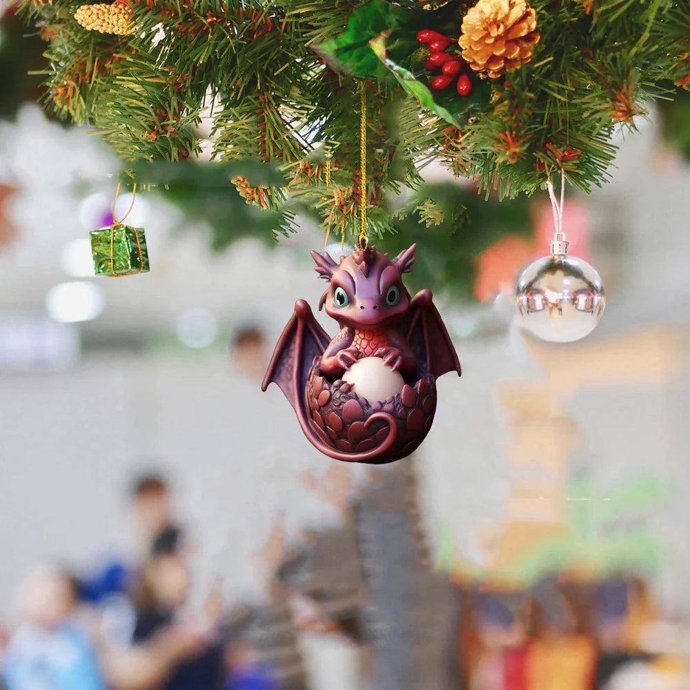 Acrylic dragon egg car hanging ornament with cartoon design measuring 8cm diameter