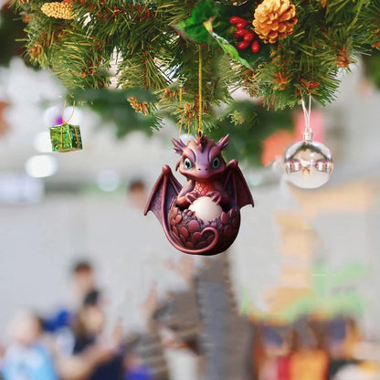 Acrylic dragon egg car hanging ornament with cartoon design measuring 8cm diameter