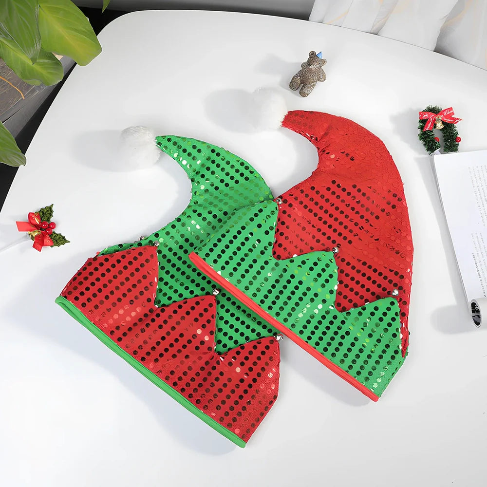 Red and green Christmas hat with 29.5cm circumference made from non-woven fabric