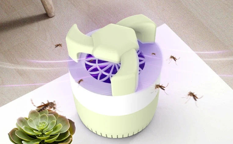 Mini USB Mosquito Killer Lamp in cherry blossom pink, sky blue, and light grass green