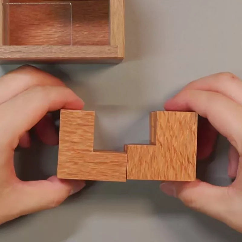 Einstein Lock Wooden Puzzle - Solid Wood Brain Teaser with Dimensions 113mm * 75mm * 13mm
