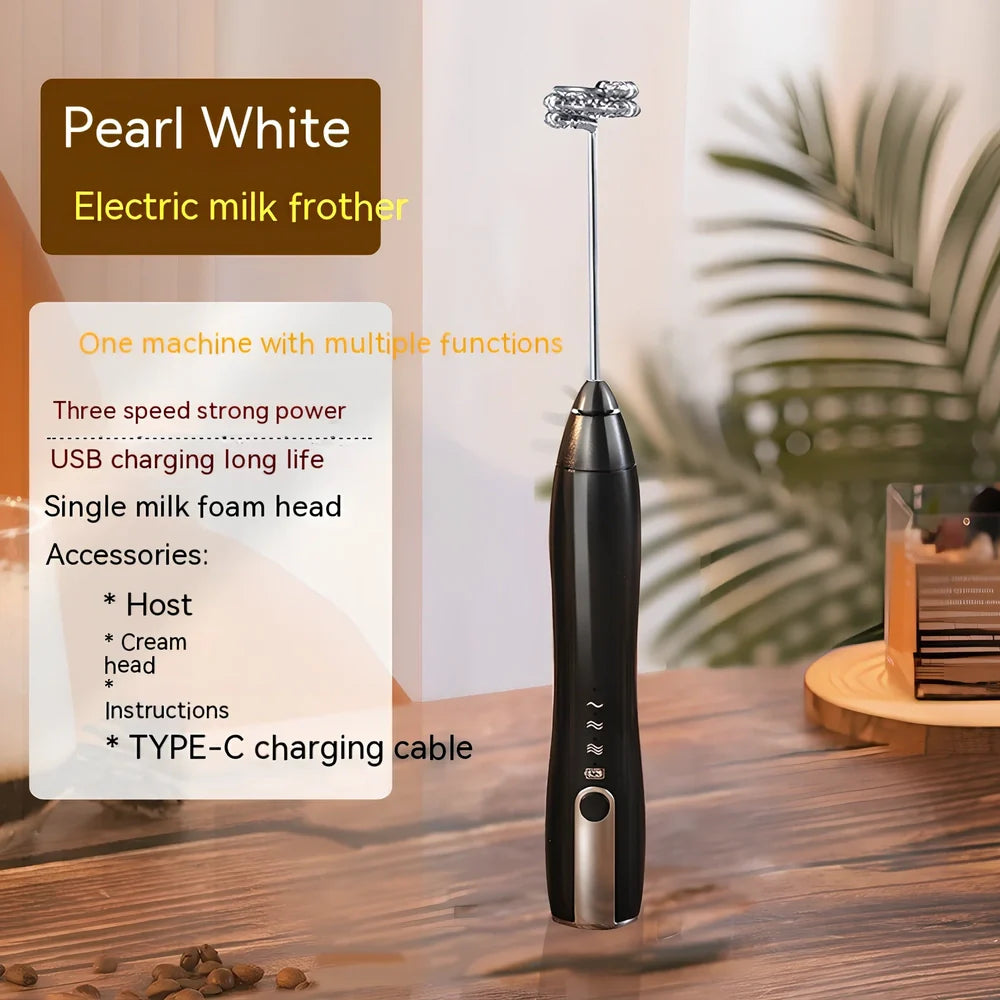 Stainless steel handheld electric whisk with wireless design and multiple speed settings for kitchen use