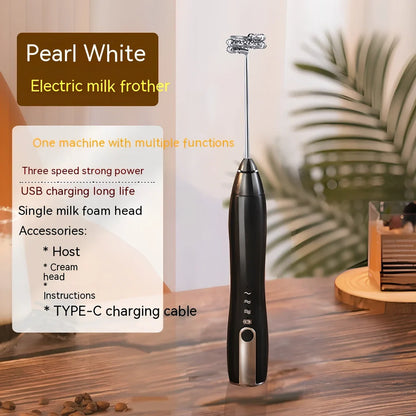 Stainless steel handheld electric whisk with wireless design and multiple speed settings for kitchen use