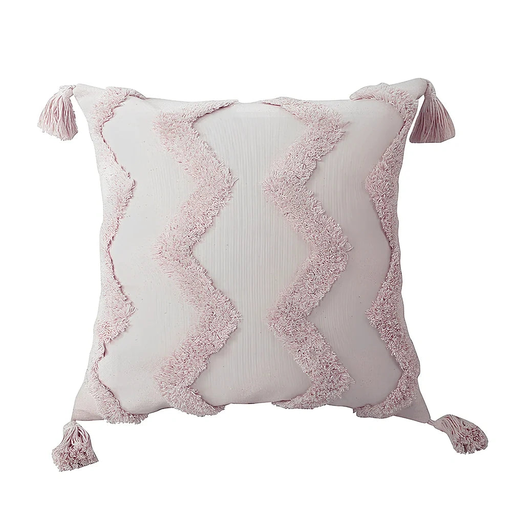 Moroccan geometric pattern cotton cushion cover showing envelope closure and 45x45cm dimensions