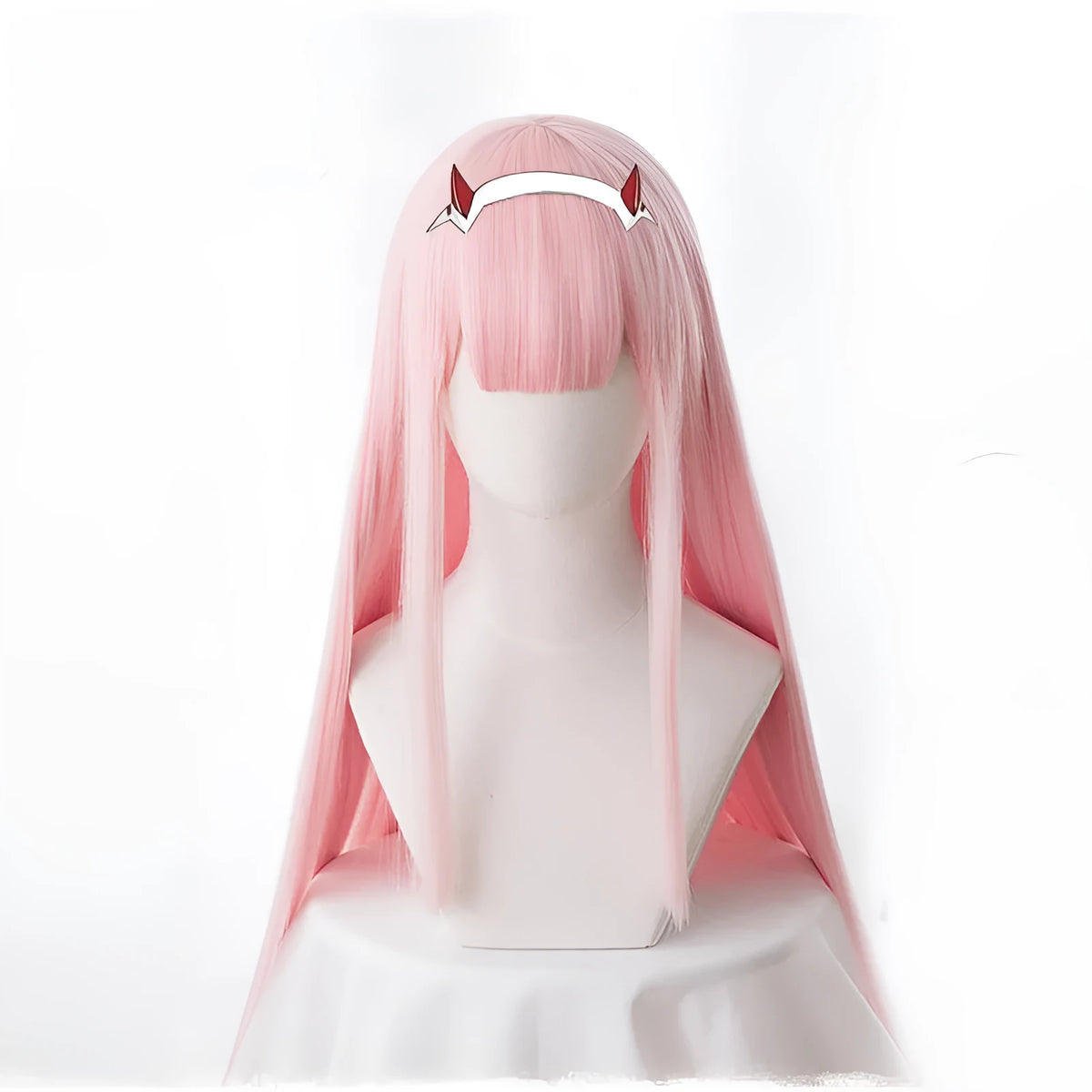 Pink 90cm long cosplay wig made from high temperature wire fibre, ready to wear for costume events.