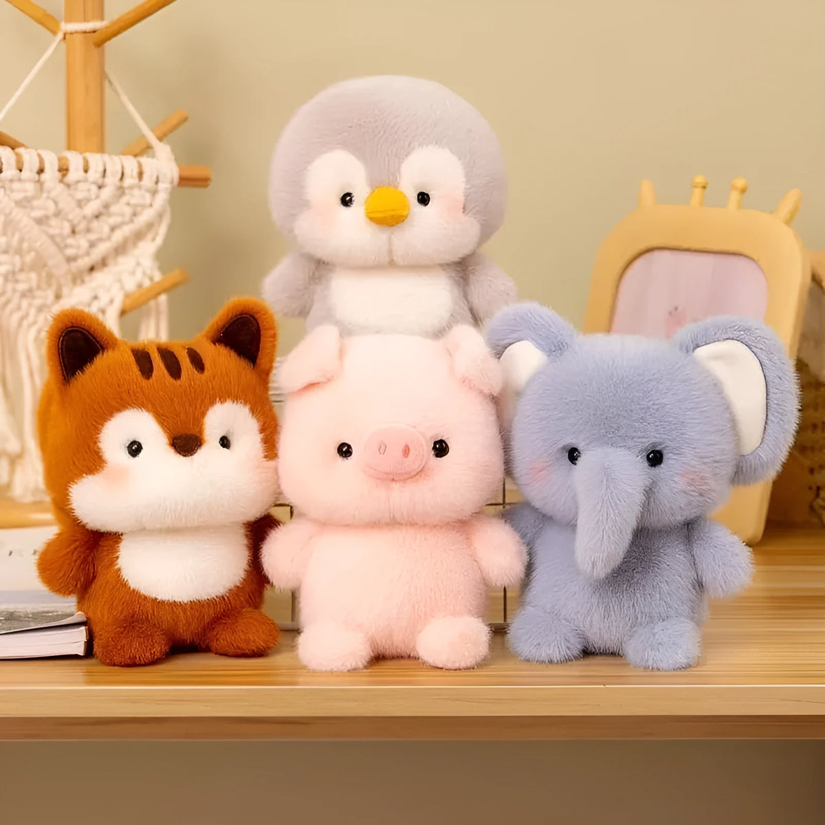 16cm animal plush toy doll table decoration with short plush and PP cotton filling