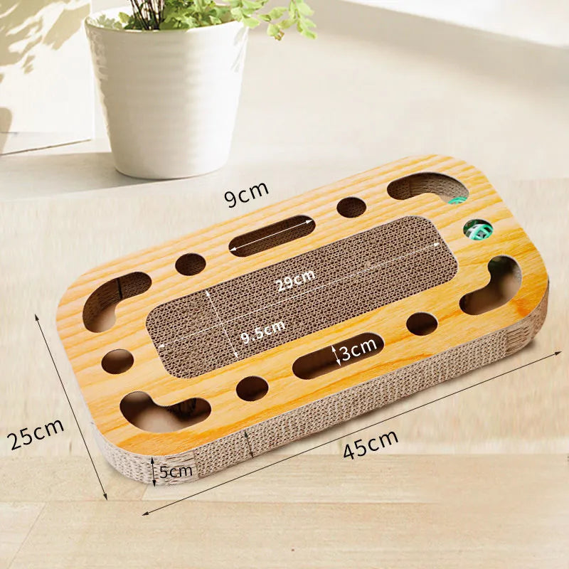 Corrugated paper cat scratching board with round ball toy in multiple style options