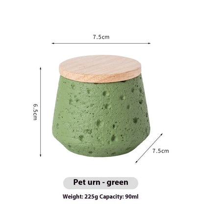 Handmade cement pet cinerary casket for teeth and hair keepsakes in six colours