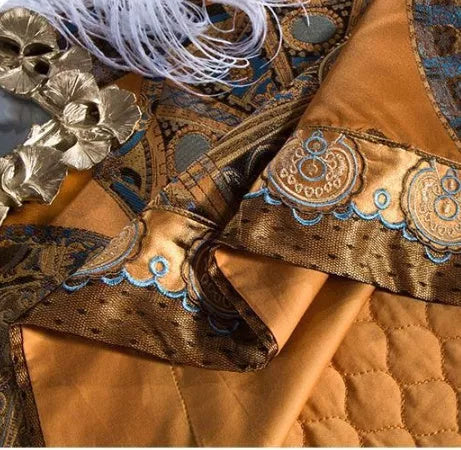European court-style luxury embroidered cotton four-piece bedding set