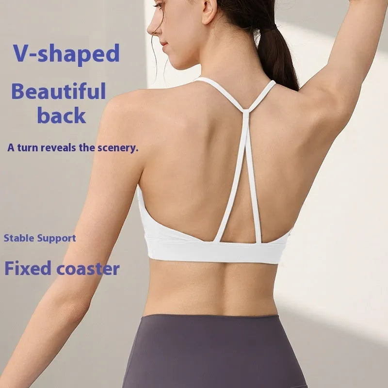 Women's nylon sports vest with fixed double shoulder straps shown in sunshine desert colour