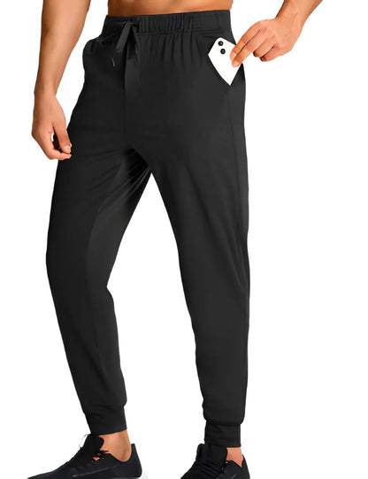 Men's loose fit casual trousers in solid colour, available in sizes XS to 4XL for leisure wear