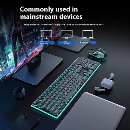 Wireless mute Bluetooth keyboard in cherry blossom pink with backlight and mute button.