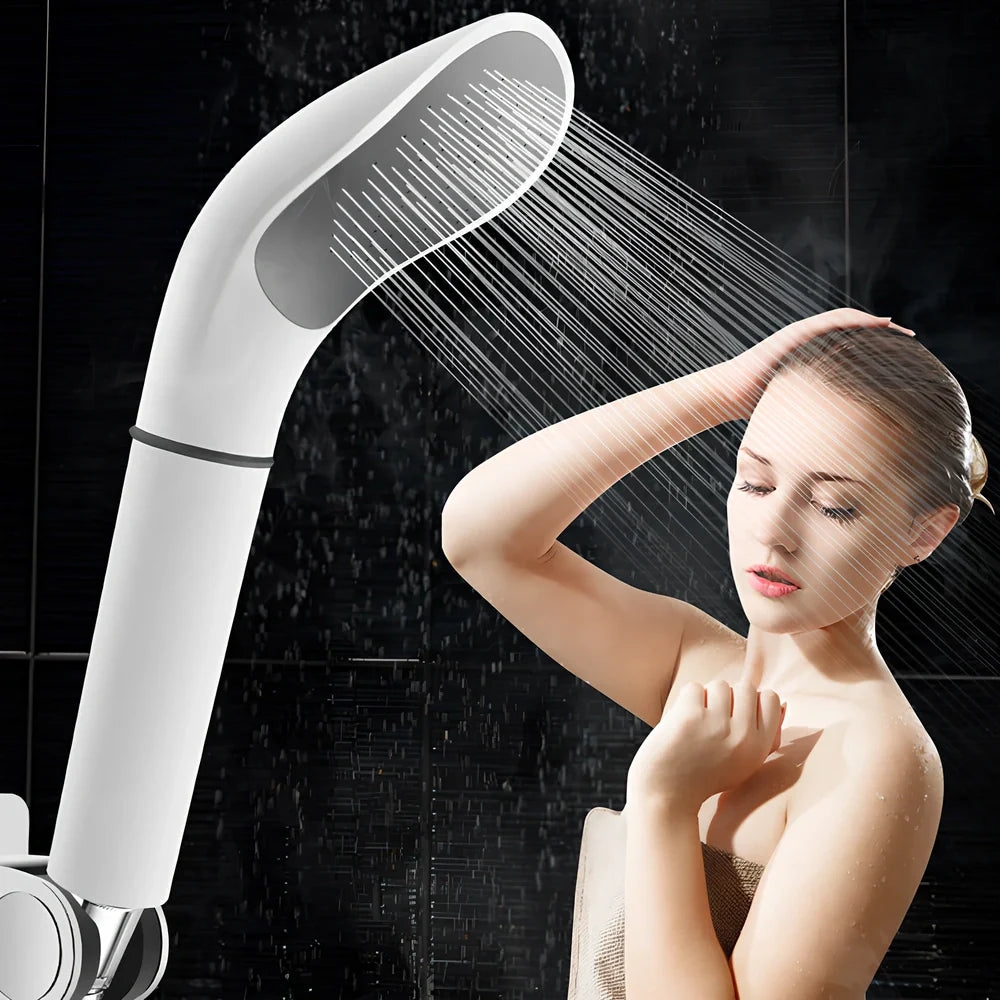 Water saving filter shower head with 1.5m stainless hose in black or white filter models