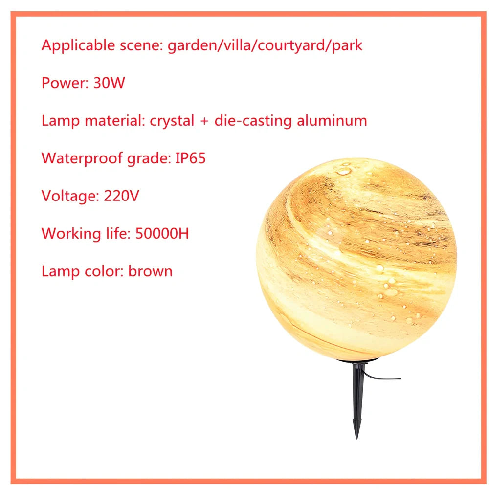 Solar-powered garden lamp in coffee colour with die-cast aluminium and crystal construction, 30cm height