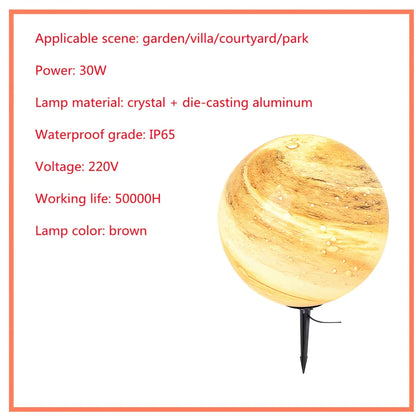 Solar-powered garden lamp in coffee colour with die-cast aluminium and crystal construction, 30cm height