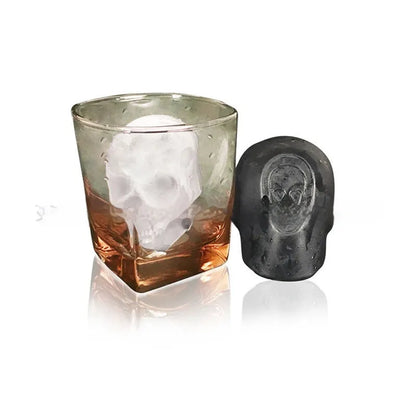 3D Halloween skull ice cube tray made of blue food-grade silicone.