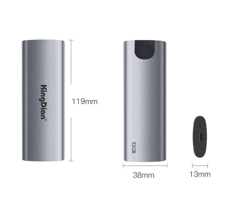 Space grey external hard drive with USB3.0 interface for mobile phone connection