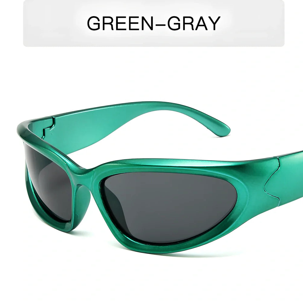 Personalised steam punk full frame cycling sunglasses in sand black grey chip style with mercury lenses for glare reduction