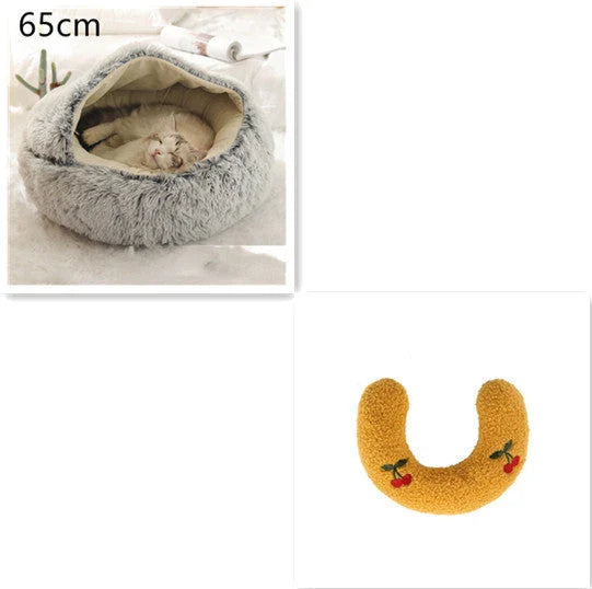 Cozy pet bed with plush and warm fabric for cats and dogs