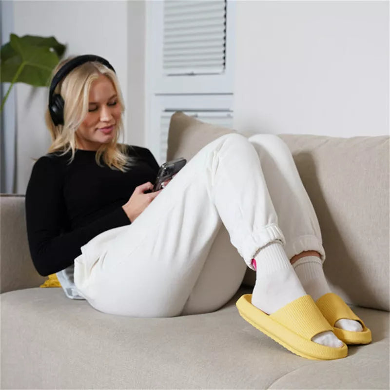 EVA Rubber Foam Soft Bottom Indoor Couple Slippers in various colors
