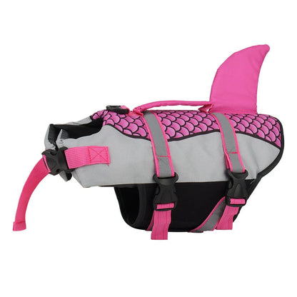 High buoyancy dog swim vest with emergency handle and leash attachment in multiple colors
