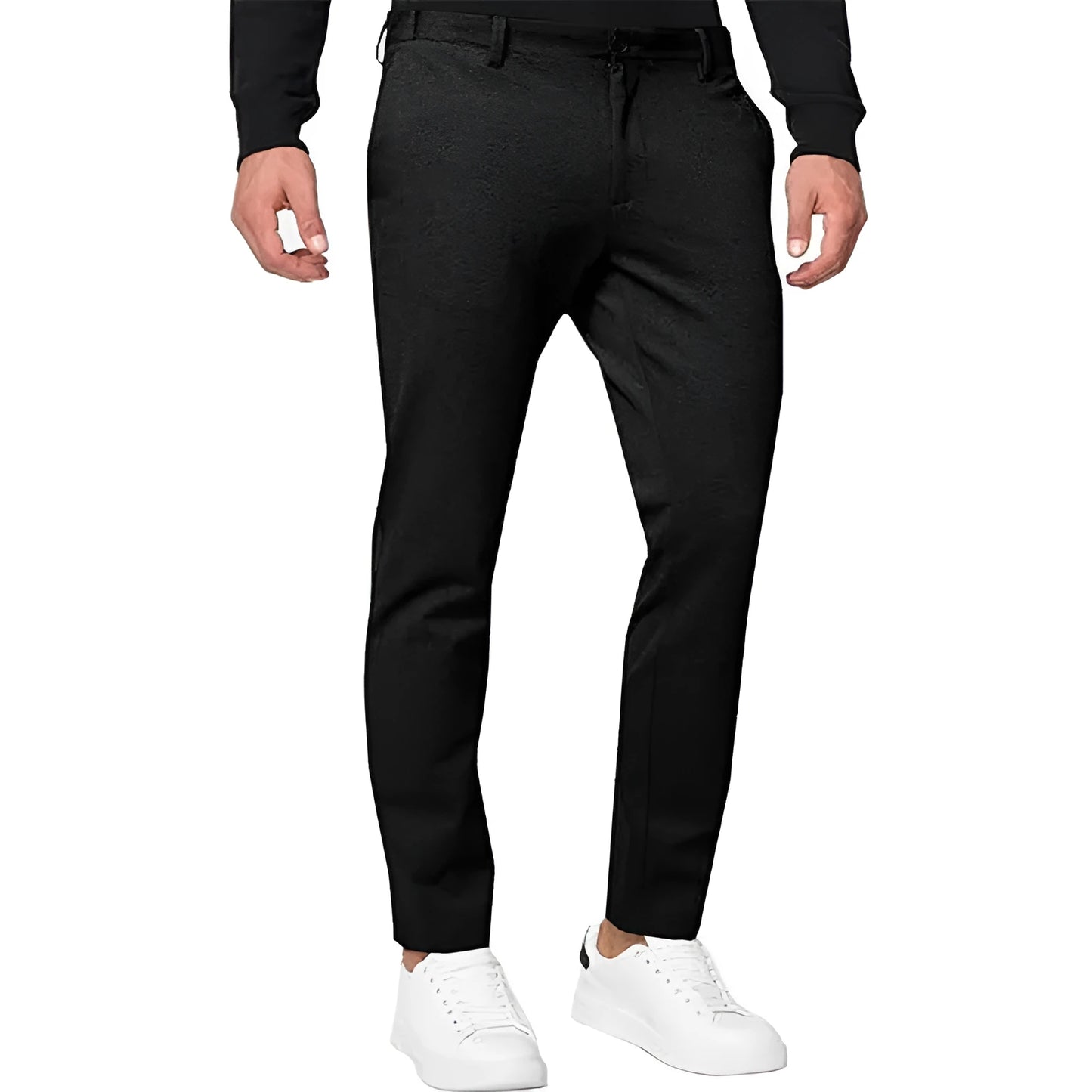 Men's slim-fit tapered chino trousers in a cotton blend fabric, shown in a solid colour.