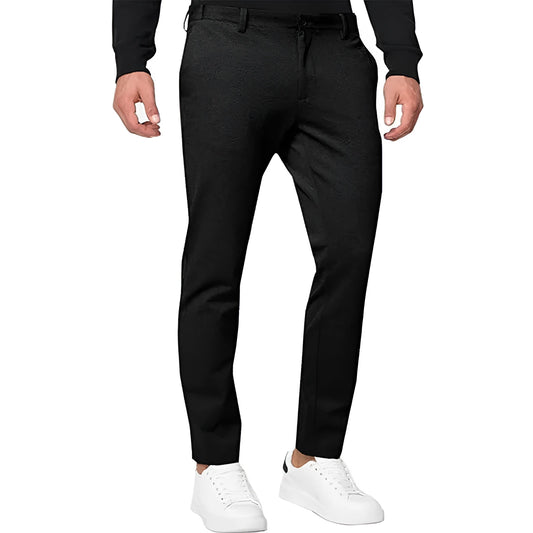 Men's slim-fit tapered chino trousers in a cotton blend fabric, shown in a solid colour.