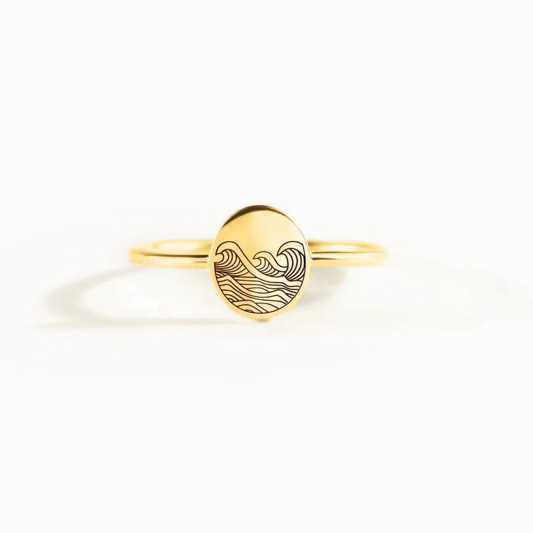 S925 Sterling Silver Wave Ring for Women in white gold and yellow gold finishes