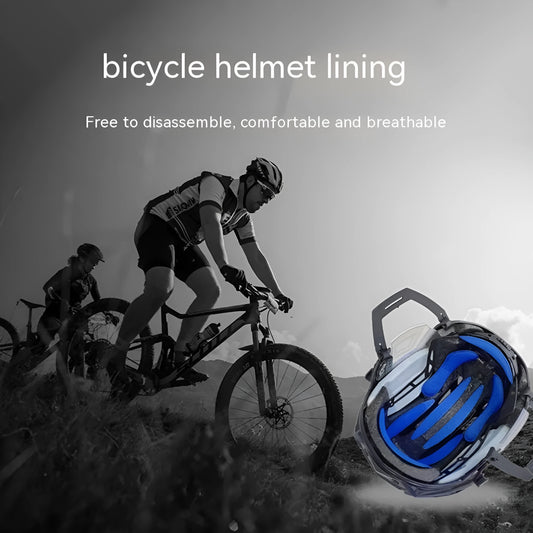 Universal cycling helmet replacement liner with breathable sponge and a separate Velcro chin pad in four colour options.