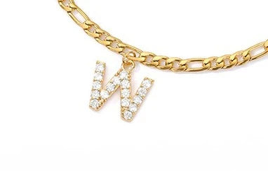 Personalized Stainless Steel Letter Anklet with Sparkling Zircon Accents