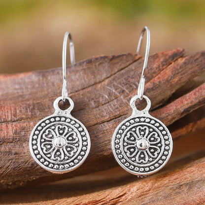 Geometric zinc alloy earrings with distressed ethnic print in retro bohemian style